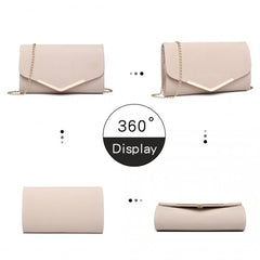 LH1756 - Miss Lulu Leather Look Envelope Clutch Bag - Pink