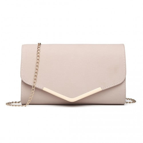 LH1756 - Miss Lulu Leather Look Envelope Clutch Bag - Pink