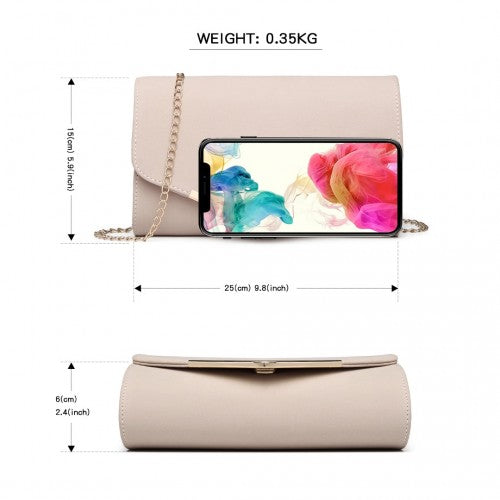 LH1756 - Miss Lulu Leather Look Envelope Clutch Bag - Pink