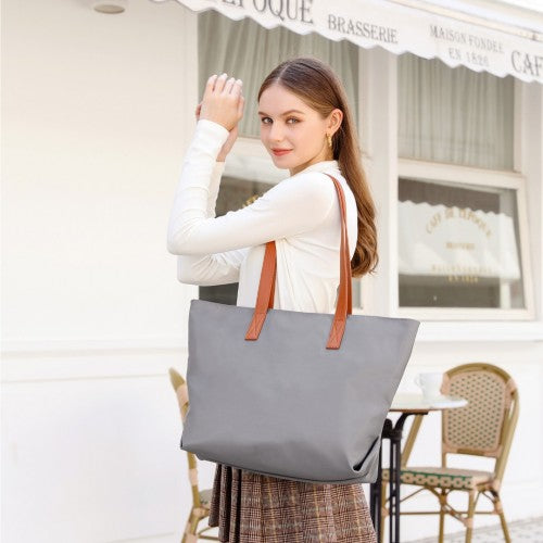 LH2240 - Miss Lulu Casual Waterproof Shopping Tote Bag - Grey