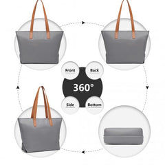 LH2240 - Miss Lulu Casual Waterproof Shopping Tote Bag - Grey