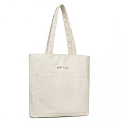 LH2319 - Miss Lulu Large Capacity Canvas Shopping Shoulder Bag - Beige