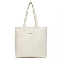 LH2319 - Miss Lulu Large Capacity Canvas Shopping Shoulder Bag - Beige