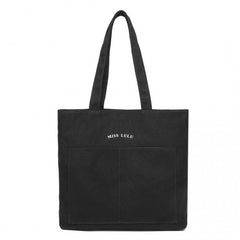 LH2319 - Miss Lulu Large Capacity Canvas Shopping Shoulder Bag - Black