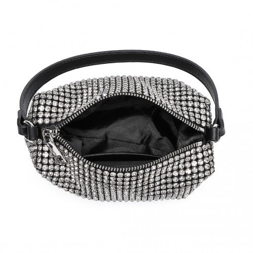 LH2407 - Miss Lulu Luxurious Rhinestone Crystal Evening Handbag - Silver