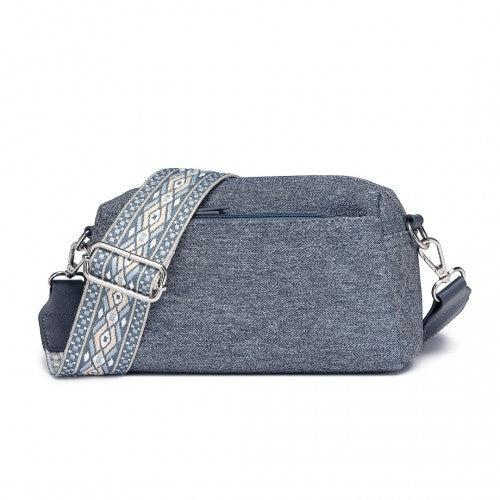 LH2410 - Miss Lulu Ethnic Jacquard Strap Water-Resistant Crossbody Bag - Blue