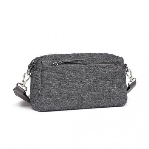 LH2410 - Miss Lulu Ethnic Jacquard Strap Water-Resistant Crossbody Bag - Grey