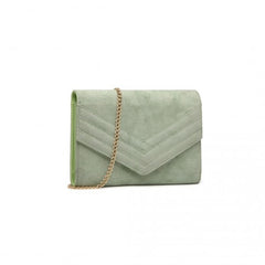 LP1963 - MISS LULU CHEVRON ENVELOPE CLUTCH BAG - GREEN