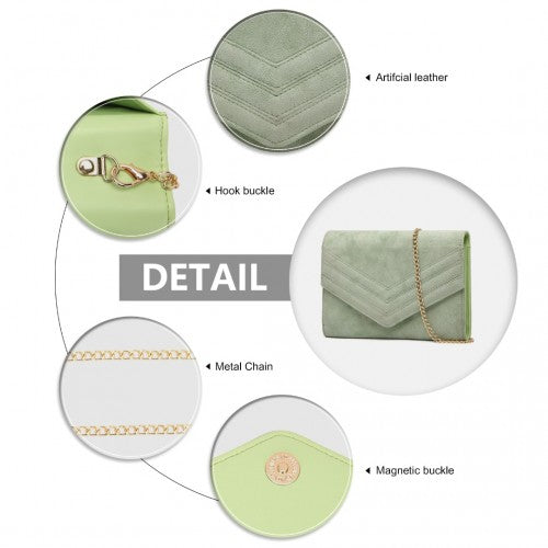 LP1963 - MISS LULU CHEVRON ENVELOPE CLUTCH BAG - GREEN