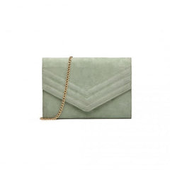 LP1963 - MISS LULU CHEVRON ENVELOPE CLUTCH BAG - GREEN