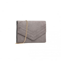 LP1963 - MISS LULU CHEVRON ENVELOPE CLUTCH BAG - GREY