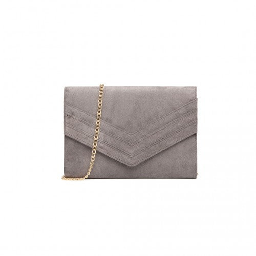 LP1963 - MISS LULU CHEVRON ENVELOPE CLUTCH BAG - GREY