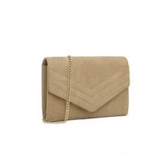 LP1963 - MISS LULU CHEVRON ENVELOPE CLUTCH BAG - LIGHT BROWN