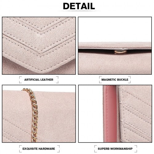 LP1963 - MISS LULU CHEVRON ENVELOPE CLUTCH BAG - PINK