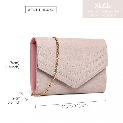 LP1963 - MISS LULU CHEVRON ENVELOPE CLUTCH BAG - PINK