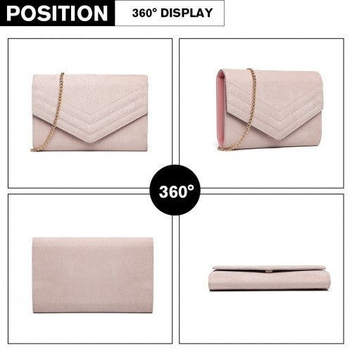 LP1963 - MISS LULU CHEVRON ENVELOPE CLUTCH BAG - PINK