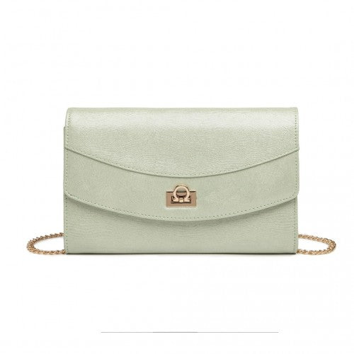 LP2219 - Miss Lulu Elegant Flap Clutch Leather Chain Evening Bag - Green