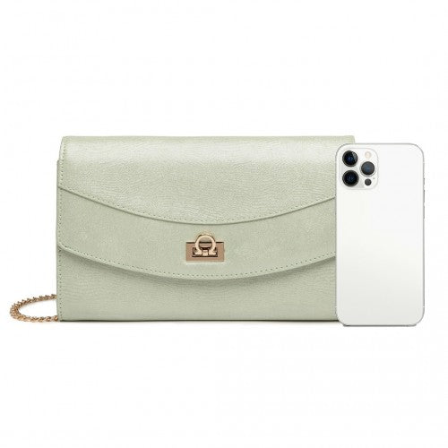 LP2219 - Miss Lulu Elegant Flap Clutch Leather Chain Evening Bag - Green