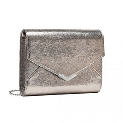 LP2306 - Miss Lulu Glitter Envelope Flap Clutch Evening Bag - Grey