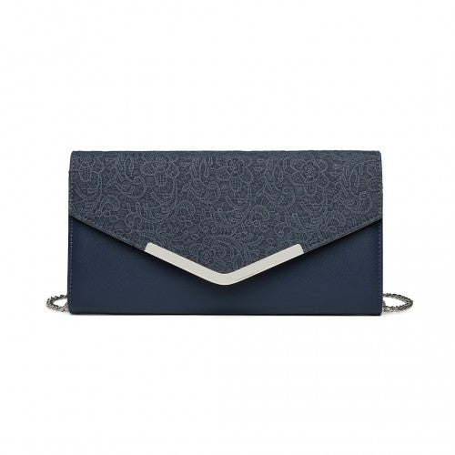 LP2312 - Miss Lulu Lace Envelope Flap Clutch Evening Bag - Navy