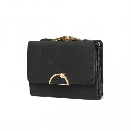 LP2335 - Miss Lulu PU Leather Half-Circle Petal Clasp Wallet - Black