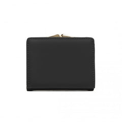 LP2335 - Miss Lulu PU Leather Half-Circle Petal Clasp Wallet - Black