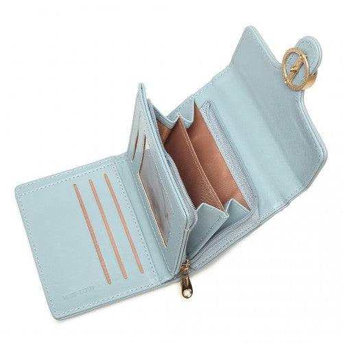 LP2336 - Miss Lulu PU Leather Leaf-Shaped Round Clasp Wallet - Blue