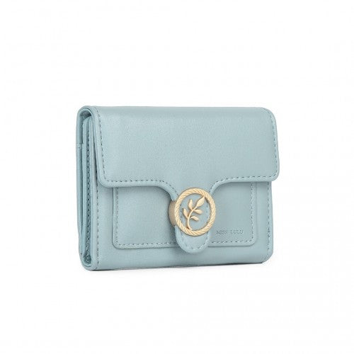 LP2336 - Miss Lulu PU Leather Leaf-Shaped Round Clasp Wallet - Blue