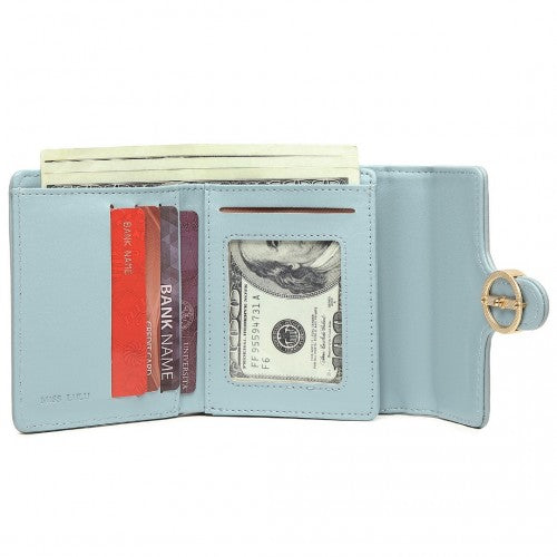 LP2336 - Miss Lulu PU Leather Leaf-Shaped Round Clasp Wallet - Blue