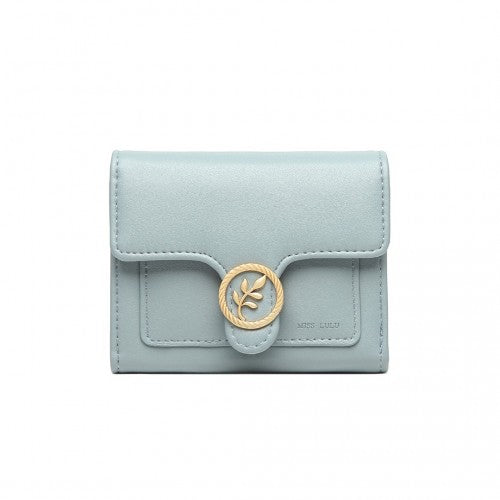 LP2336 - Miss Lulu PU Leather Leaf-Shaped Round Clasp Wallet - Blue