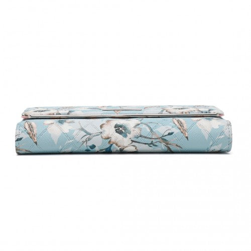 LP2353F - Miss Lulu Ladies' Flower Printed PU Leather Long Purse - Blue