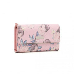 LP2353F - Miss Lulu Ladies' Flower Printed PU Leather Long Purse - Pink