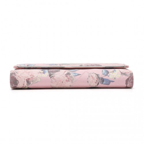 LP2353F - Miss Lulu Ladies' Flower Printed PU Leather Long Purse - Pink