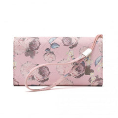 LP2353F - Miss Lulu Ladies' Flower Printed PU Leather Long Purse - Pink