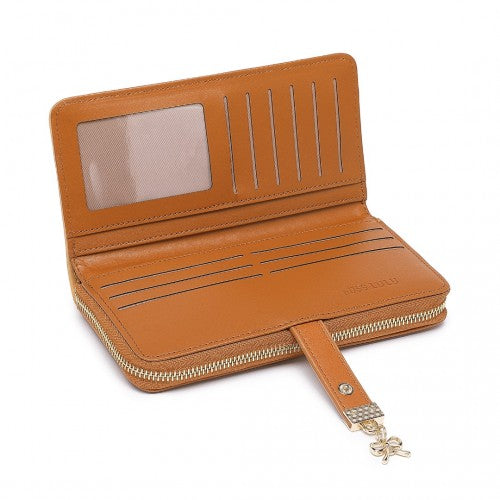 LP2408 - Miss Lulu Women's Tri-colour PU Leather Long Purse with RFID Blocking - Brown