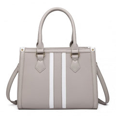 LT2203 - Miss Lulu White Striped Commuter Elegant Cross body Tote Bag - Grey