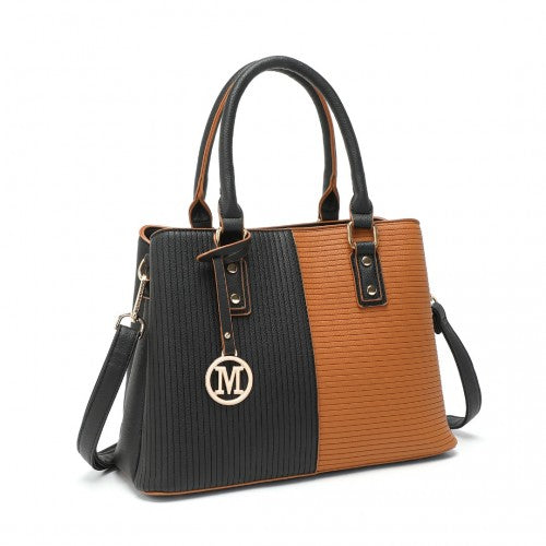 LT2352 - Miss Lulu Modern Elegance PU Leather Lady's Tote - Black And Brown