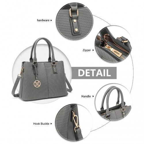 LT2352 - Miss Lulu Modern Elegance PU Leather Lady's Tote - Grey