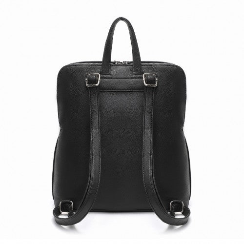 LT2354 - Miss Lulu Chic Minimalist PU Leather Backpack - Black