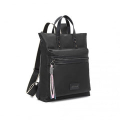 LT2355 - Miss Lulu Signature Style Backpack With Unique Details - Black