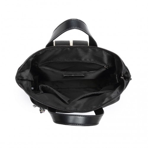 LT2355 - Miss Lulu Signature Style Backpack With Unique Details - Black