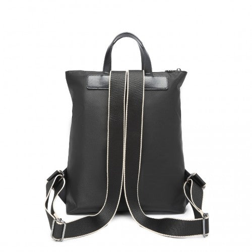 LT2355 - Miss Lulu Signature Style Backpack With Unique Details - Black