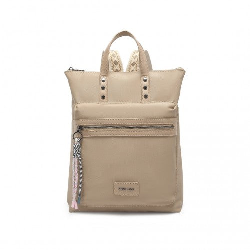 LT2355 - Miss Lulu Signature Style Backpack With Unique Details - Khaki