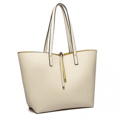 LT6628-1 - Miss Lulu Women Reversible Contrast Shopper Tote Bag Beige