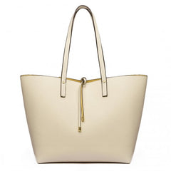 LT6628-1 - Miss Lulu Women Reversible Contrast Shopper Tote Bag Beige