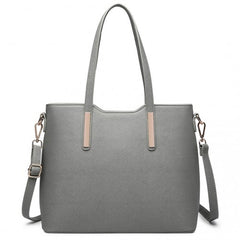 LT6648 - Miss Lulu Three Piece Tote Shoulder Bag And Clutch - Dark Grey