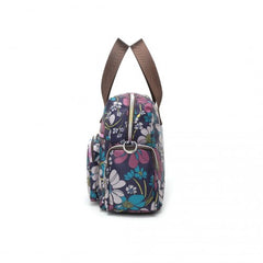 MSK2434F - Kono Versatile Multi-Pocket Travel Bag With Adjustable Detachable Strap And Flower Print - Navy