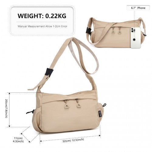 MSM2424 - Miss Lulu Ultra-Light Water-Resistant Urban Casual Commuter Crossbody Bag - Khaki