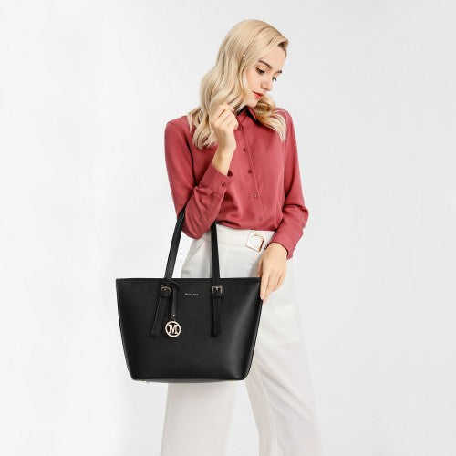 LT2054 - Miss Lulu Minimalist Tote Handbag Structured - Black