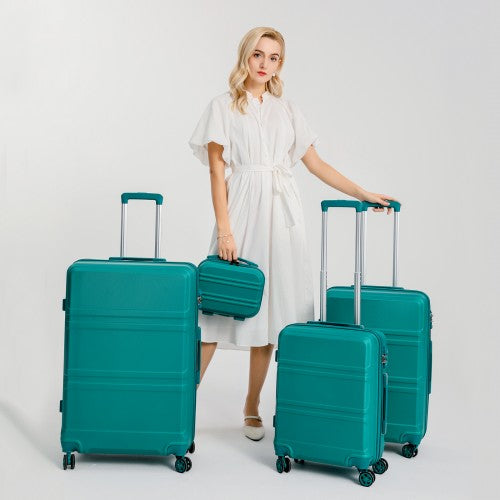 K1871-1L - Kono ABS 20 Inch Sculpted Horizontal Design Cabin Luggage - Teal